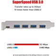 thumbnail image 4 of Tarjeta adicional USB 3.0 PCI-E Tipo C Tarjeta de expansión PCI Express Controlador PCI-E a USB 3.0 Adaptador de tarjeta PCI-E de 5 puertos + 1 puerto USB 3.1, 4 of 5