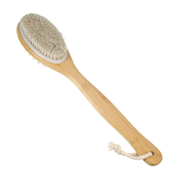 Unique Bargains 1 Pc Long Handle Bath Brush Double Side Body Scrubber for Shower 15.75"x3.03" Beige