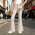 thumbnail image 2 of Glisme Little Girls Flared Pants Bowknot Graphic Slim Fit High Waisted Fall Casual Girls Pants Size 5-6 Y, 2 of 4