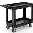 thumbnail image 3 of DEXTRUS Chariot Utilitaire Robuste à Roulettes avec Roues Verrouillables, Chariot de Service en Plastique HDPE à 2 Tablettes, Capacité de 550 Lb, 40 Pouces x 17 Pouces x 34 Pouces, pour Garage, Entrepôt et Atelier, Noir, 3 of 10