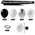 thumbnail image 3 of Globos de látex Bezente con confeti negro y plateado, 60 unidades, 30 cm, 3 of 8