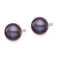 thumbnail image 2 of Primal Silver Sterling Silver Rhodium-plated 7-8mm Black Freshwater Cultured Button Pearl Stud Earrings, 2 of 5