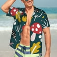 thumbnail image 7 of Kll Men'S Hawaiian Shirt Short Sleeve Button Down Beach Shirts-Cartoon Leaf Mushroom Red, 7 of 7