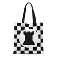thumbnail image 1 of JSDART Canvas Tote Bag Black Rook Chess Piece White Checker Pattern Board Plaid Reusable Handbag Shoulder Grocery Shopping Bags, 1 of 1