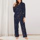 thumbnail image 2 of Balery Navy Dark Blue Conjunto de Pijama con Estampado para Mujer, Conjunto de Dos Piezas con Manga Larga, Ropa de Dormir Suave con Bolsillos, Pijamas Cómodos-Medium, 2 of 7