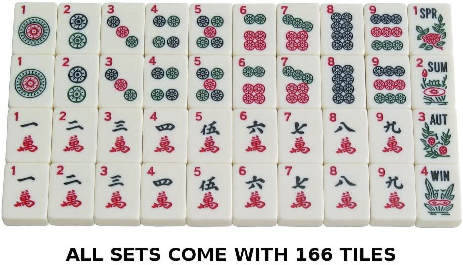 White Swan American Mahjong Set in Luggage-Style Red Case - Ivory Tiles - Classic Pusher Arms