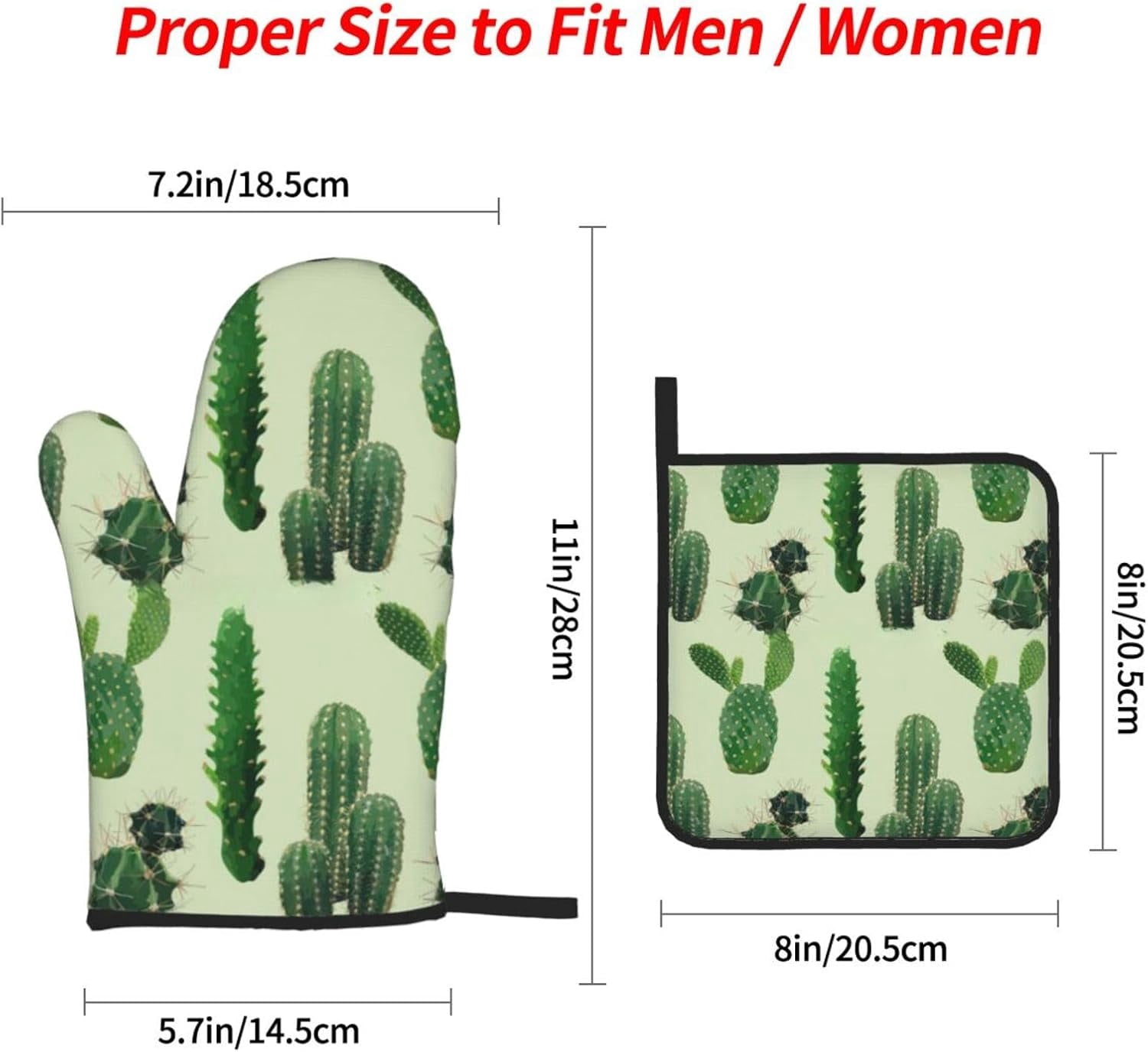 peyaoo Cactus. Oven Mitts and Pot Holders Sets for Kitchen 4 Pcs 7""X11"" Heat Resistant Baking Cooking