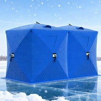 Large Pop-Up Ice Fishing Tent for 6-8 People, Ice Fishing Shelter with Triple-Layer Insulation Spacious & Functional Interior, Blue
