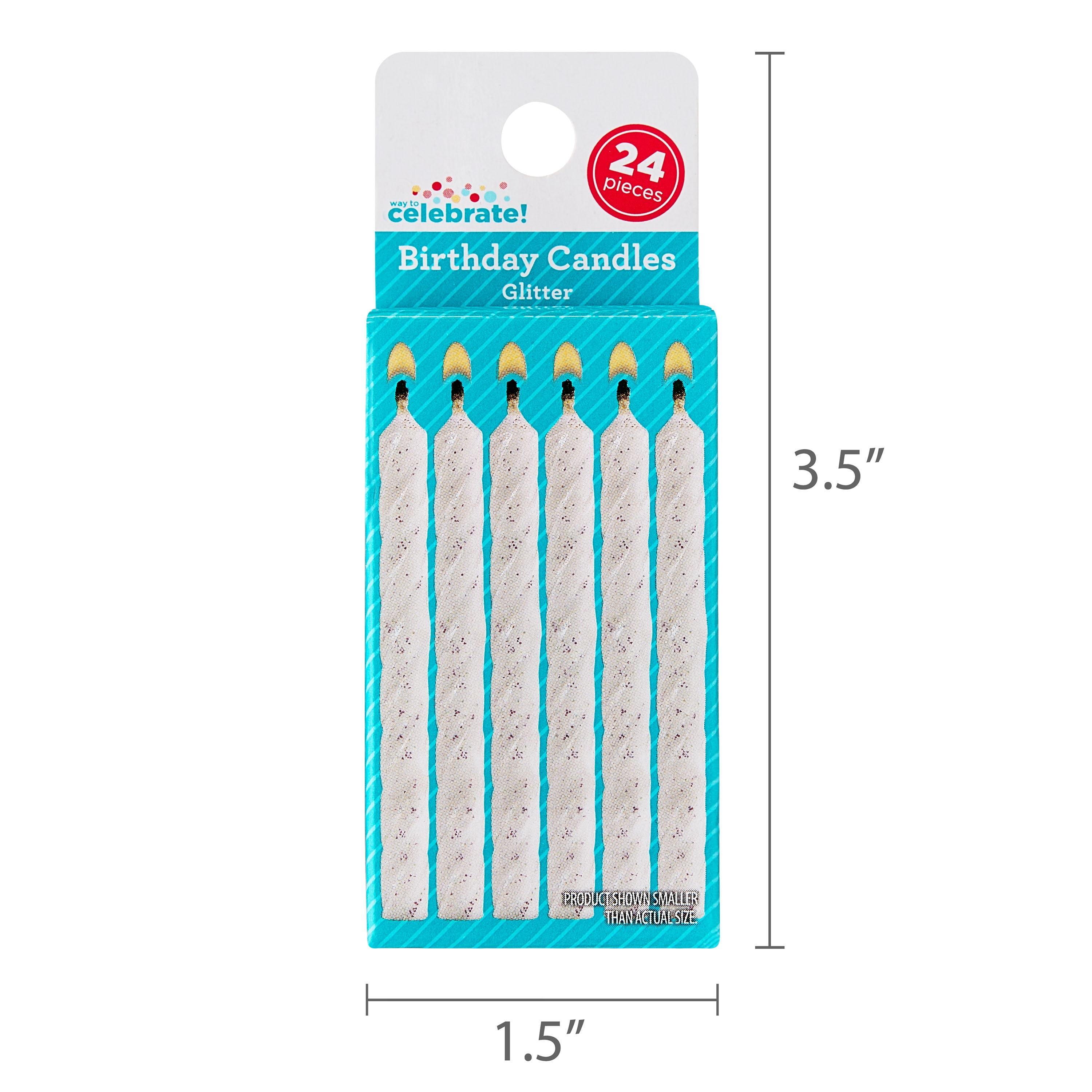 (6 pack) White Glitter Spiral Birthday Candles, 24 Count, by Way To Celebrate