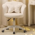 thumbnail image 2 of XINMICS Cute Vanity Chair with Cushion, Swivel Desk Chair with Wheels, White, 2 of 6