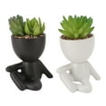 thumbnail image 2 of 2pcs Cute Human Shaped Mini  Succulent Flower Pots with Artificial Plants, Suitable for Home Decor, Office Decor, Shelf Decor, 2 of 8