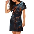 thumbnail image 2 of Naloa Blue and Red Roses Artwork Print Women Nightgowns,Womens Loungewear,Short Sleeve Sleepwear,Comfy Ladies Nightdress, 2 of 6
