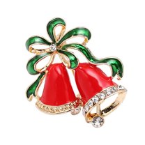 HUANLEDASH Christmas Brooch Rhinestone Festive Christmas Tree Bell Wreath Snowman Shape Clothes Jewelry New Year Gift Sweater Coat Hat Decoration Clothes Pin