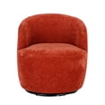 thumbnail image 2 of Swivel Barrel Chairs Accent Chair, 360° Swivel Single Armchair Round Lounge with Backrest for Living Room,Chenille Fabric (Orange), 2 of 9