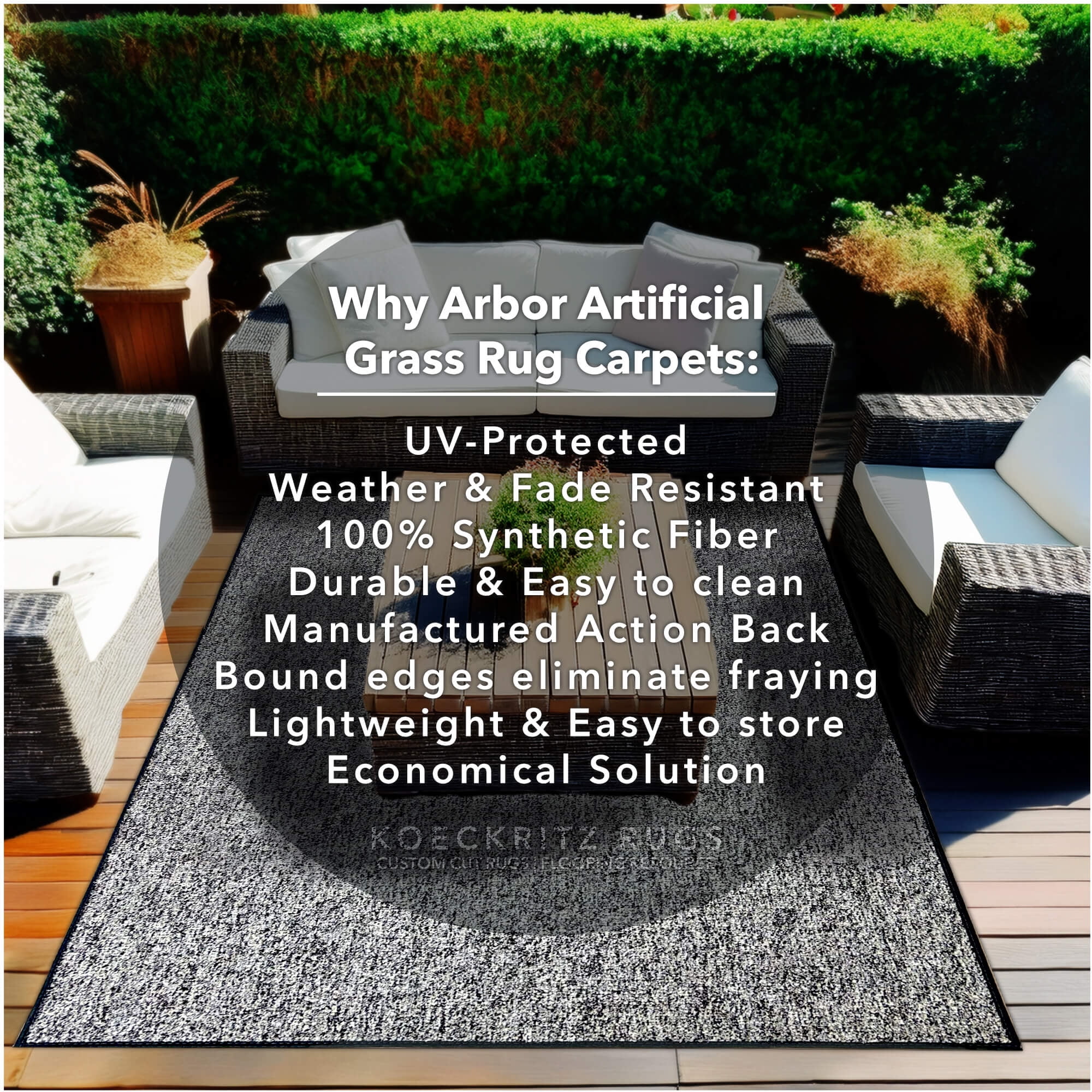 Koeckritz Rugs Premium 9'x12' Pavement Indoor/Outdoor Turf Rug - Ideal for Patios, Decks