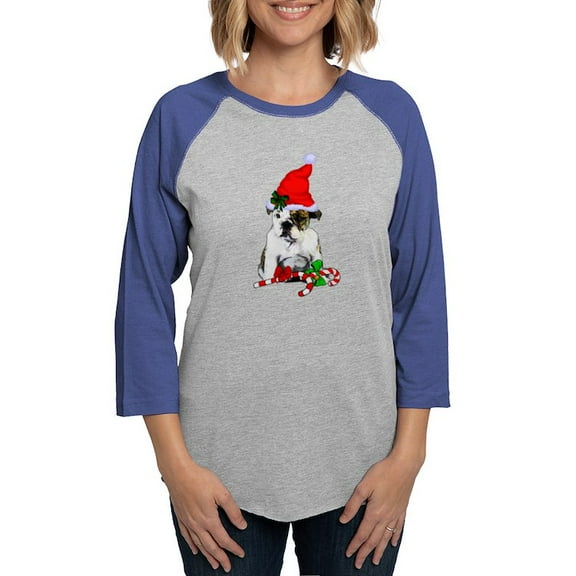 CafePress - English Bulldog Christmas Long Sleeve T Shirt - Womens Baseball Tee