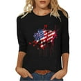 thumbnail image 2 of Dazajoo 2025 USA Flag for Women Plus Size Shirts Independence Day Crew Neck Tunic Tops Womens 4th of July Summer Patriotic Loose T-shirt,Black,L, 2 of 6