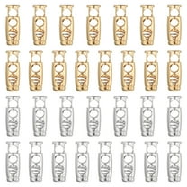 30PCS Metal Cord Locks for Drawstrings, Spring Cord Lock Toggles Stopper Clamp 2 Holes Adjustable Slider End Fastener for Paracord Outdoor Bag Shoes Backpack, Gold Silver