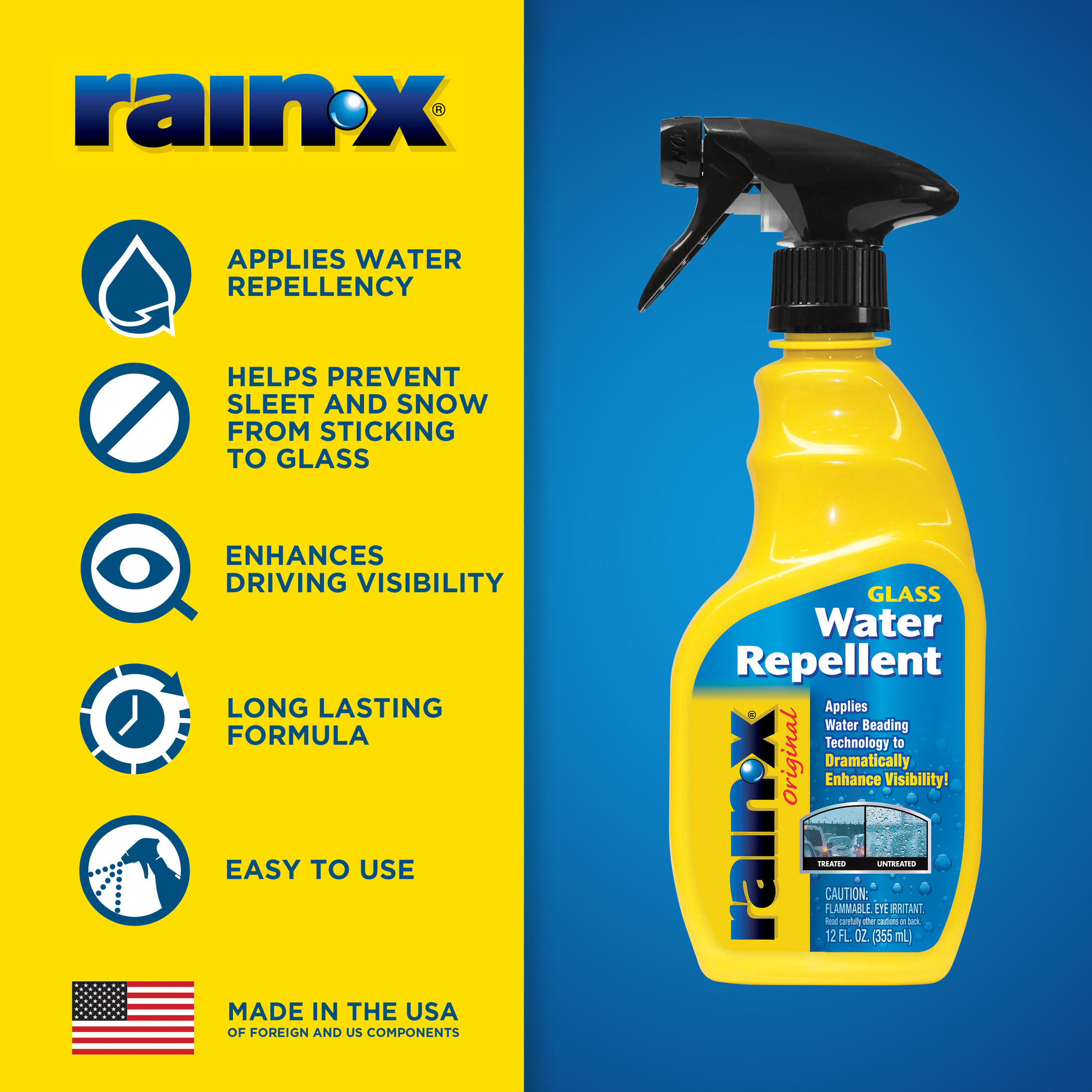 Rain-X Glass Water Repellent Original Treatment 630045W - FL oz 12