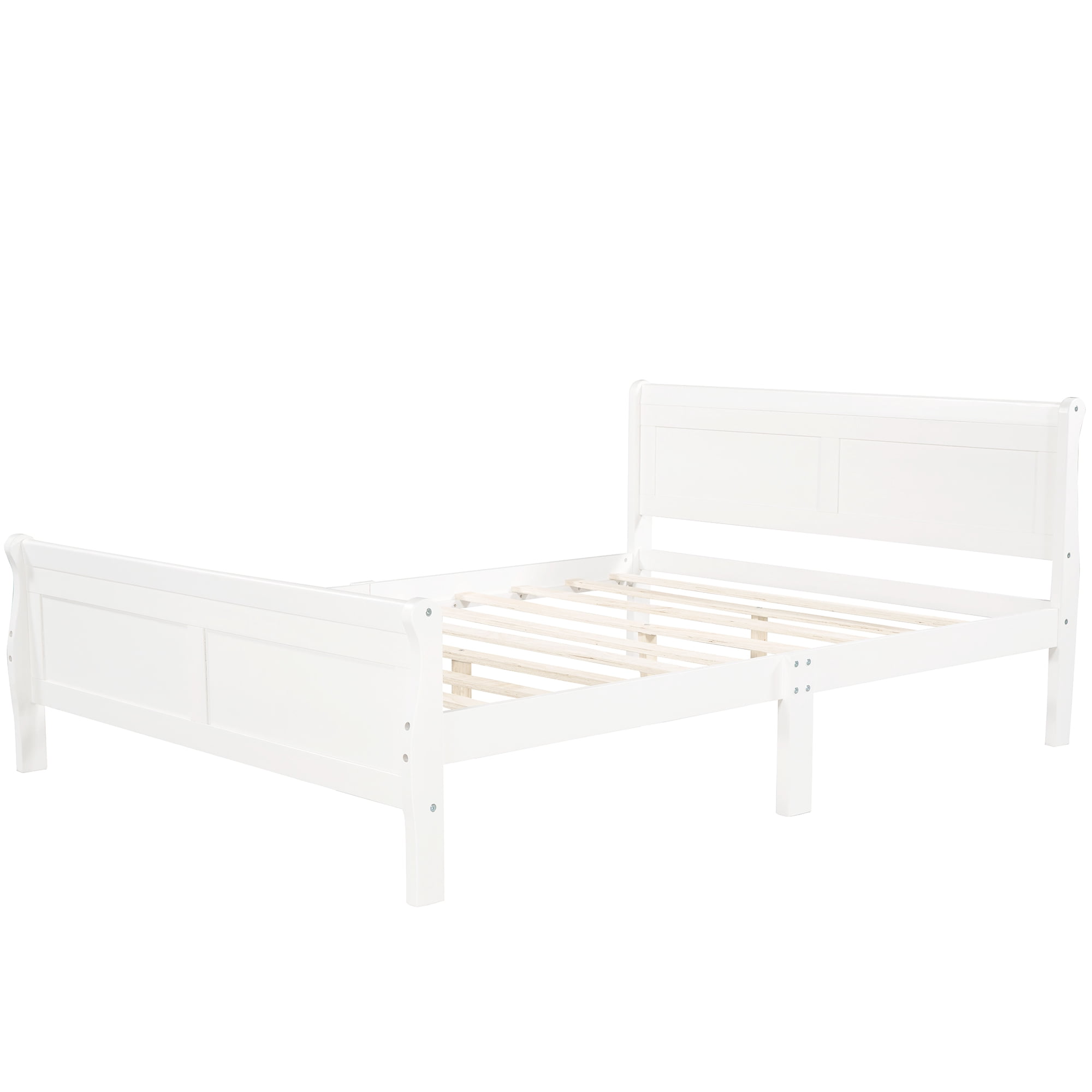 Mintazer Full Size Platform Bed Frame with Classic Panel Headboard & Footboard for Bedroom, No Box Spring Needed, White