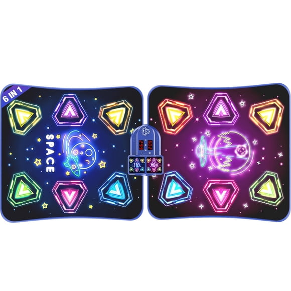 Large Double Electronic Dance Mats, Dance Pad with LED Light & Wireless Bluetooth, Music Dance Toy with 6 Game Modes, Challenge Game for Single & Dou