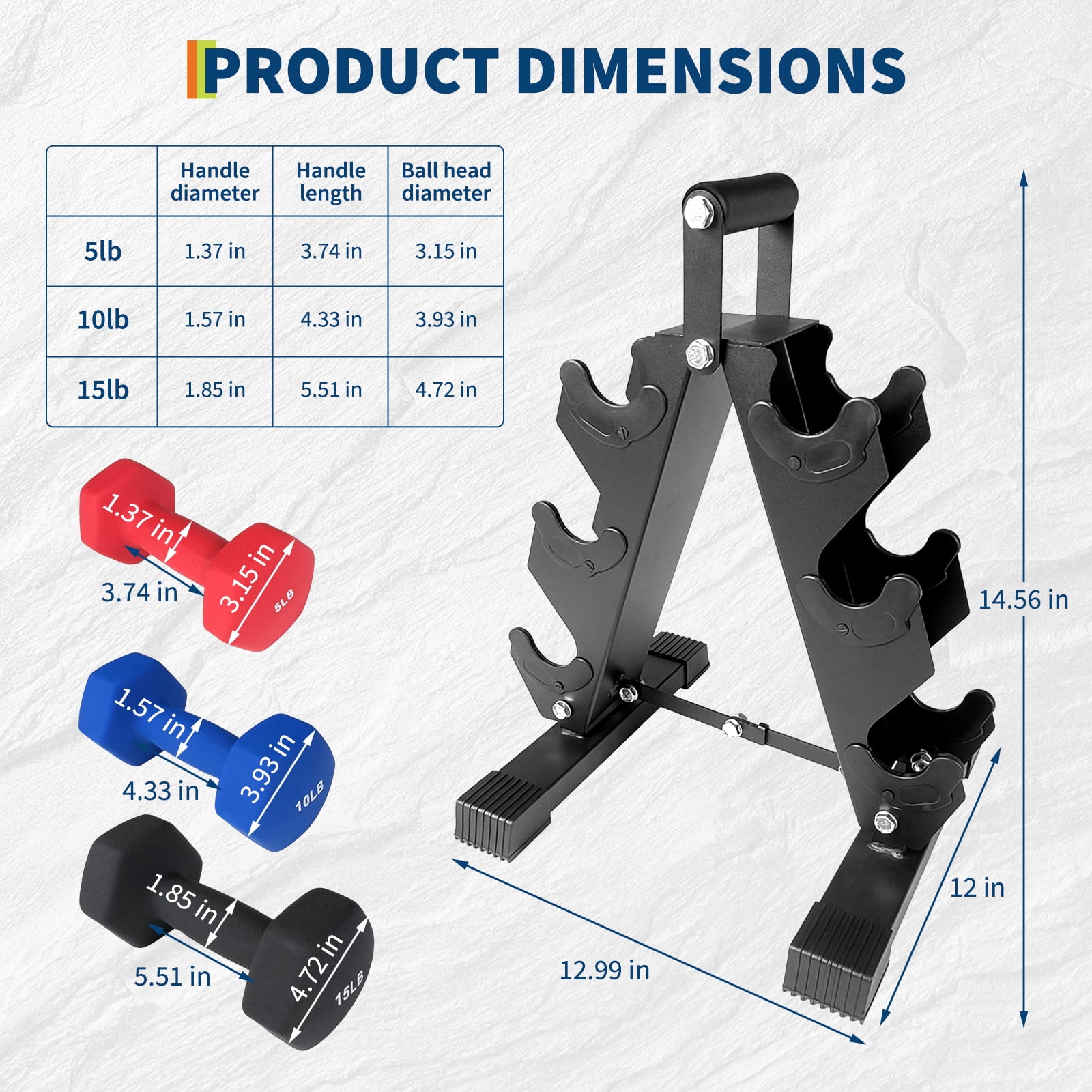 Neoprene Dumbbell Hand Weight Sets, Multiple Weight Options with Rack/Plastic Box for Exercise and Muscle Toning, Packed In Pairs