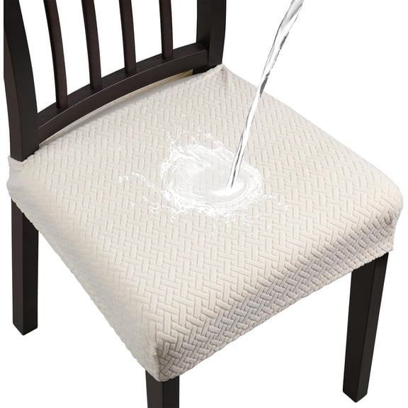 Stretch Chair Seat Covers, Waterproof Removable Dining Slipcovers with Elastic, 2Pcs