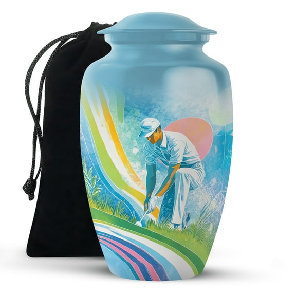 KARYLIZ Golf Ball Urns - Cremation Urns For Human Ashes - Large Funeral Urn for Human Ashes Adult Female and Male - Blue Cremation Urn For Mom And Dad
