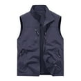 thumbnail image 3 of UVEASISHA Outdoor Vest for Men Hiking Travel Waistcoat Mesh Quick Dry Lightweight Cargo Vest Full Zip Sleeveless Stand Collar Vest with Pockets Dark Blue L, 3 of 5