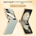 thumbnail image 4 of Para Samsung Z Flip6/5 funda para teléfono móvil con bisagra de resorte de piel lisa galvanizada, funda protectora a prueba de caídas con todo incluido, 4 of 5