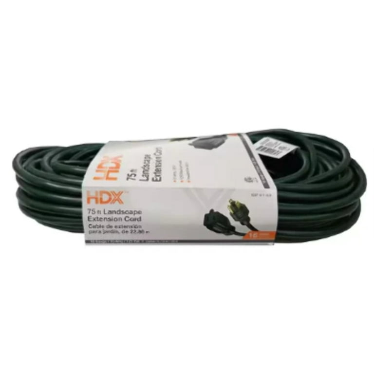 HDX 75 ft. 16/3 Green Outdoor Extension Cord (1-Pack) - $20