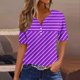 thumbnail image 1 of Fiudx Ofertas de La Semana Blusa de Manga Corta Estampada a La Moda para Mujer, Blusas Informales con Cuello En V, 1 of 5