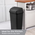 thumbnail image 3 of Sterilite Kitchen Trash Can, 13 Gallon Plastic Garbage Bin with Swing Top Lid, Black, 4 Count, 3 of 8