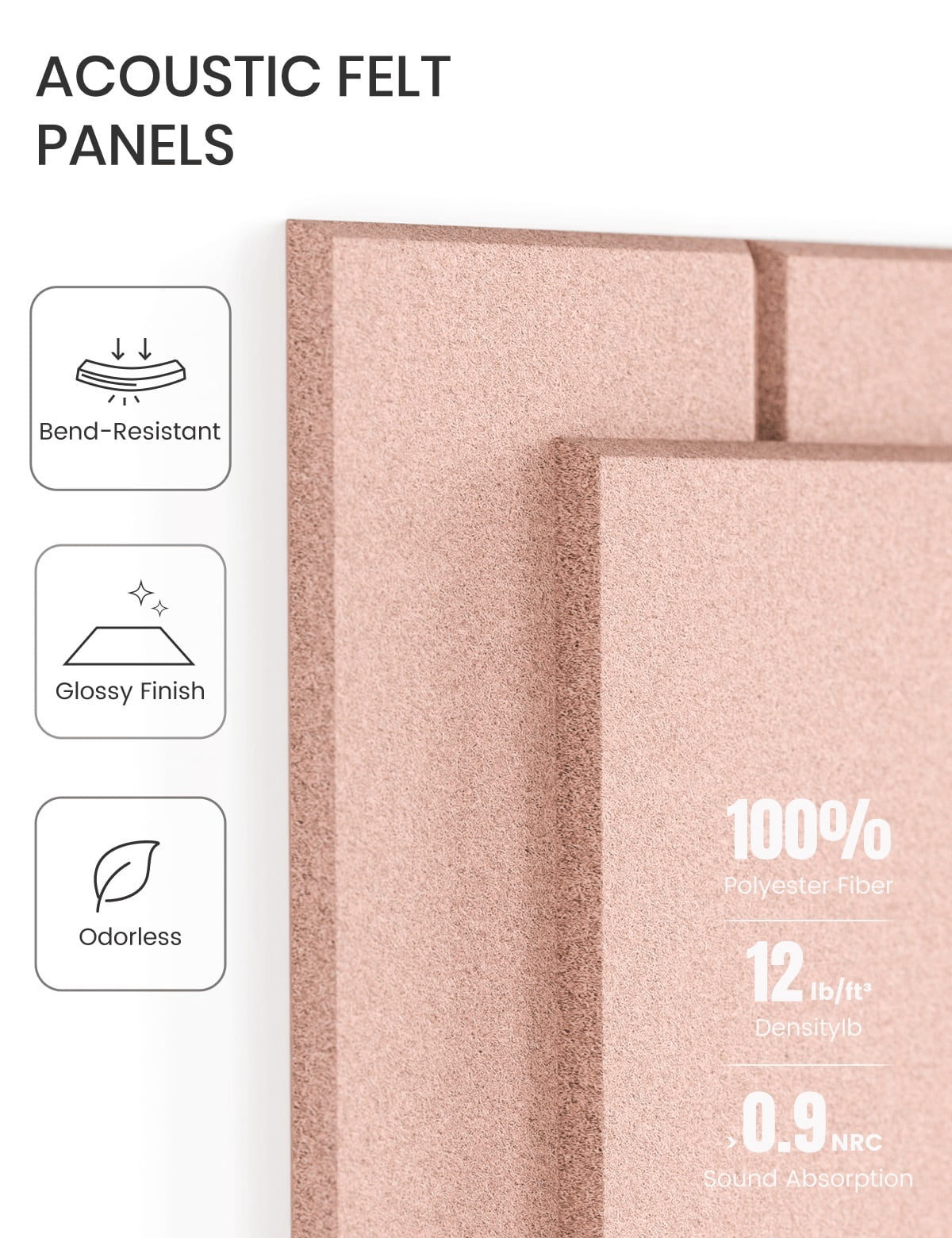 Fluxynara Felt Bulletin Board Tiles Large 48" x 36" Cork Board Alternative-12 Pack with 70 Adhesive Tabs, Thick Slat Wall Panels for Office Decor, Push Pin Board Wall Organizer Alternative -Pink