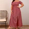 thumbnail image 4 of Zorckvet Womens Trendy Dresses Boho Loose Plus Size Puff Sleeve Floral Print Dress for Women off Shoulder, 4 of 7