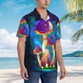 thumbnail image 3 of Sikiie Magic Mushrooms ,Fireflies Print Men's Hawaiian Shirt, Summer Beach Button Pocket Short Sleeve T-Shirt,X-Large, 3 of 7