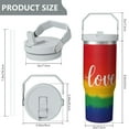 thumbnail image 5 of 1pc rainbow 30oz Tumbler with Straw & Handle - Insulated Stainless Steel Cup | Holiday Gift for Man Women (Christmas, Valentine's, Birthday), 5 of 7
