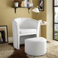 thumbnail image 3 of Home Square 2 Piece Faux Leather Accent Chair Set with Ottoman in White, 3 of 6