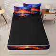 thumbnail image 4 of jejeloiu Tropical Sunset Zipper Full Size Comforter Sets with Fitted Sheet and 2 Pillowcases For Girls,Beach Palm Print Zipper Bedding Set,Multicolor,Black Reversible,4 Pieces, 4 of 7