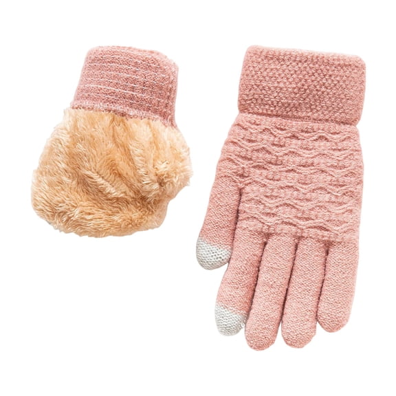 CYSFASHION Winter Gloves Men Plush Hand Warmer Thermal Fall Fashion Must Have Faux Fur Wool Womens Mittens Pink