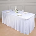 thumbnail image 3 of Efavormart 6ft White Spandex Fitted Rectangle One Piece Tablecloth Table Skirt, Stretchy Table Skirt Cover With Ruffles, 3 of 11
