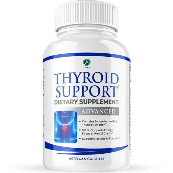 1 Body Thyroid Support Iodine Supplement Vegetarian & Non-GMO Capsules with Selenium,Vitamin B12 Complex, Zinc, Ashwagandha