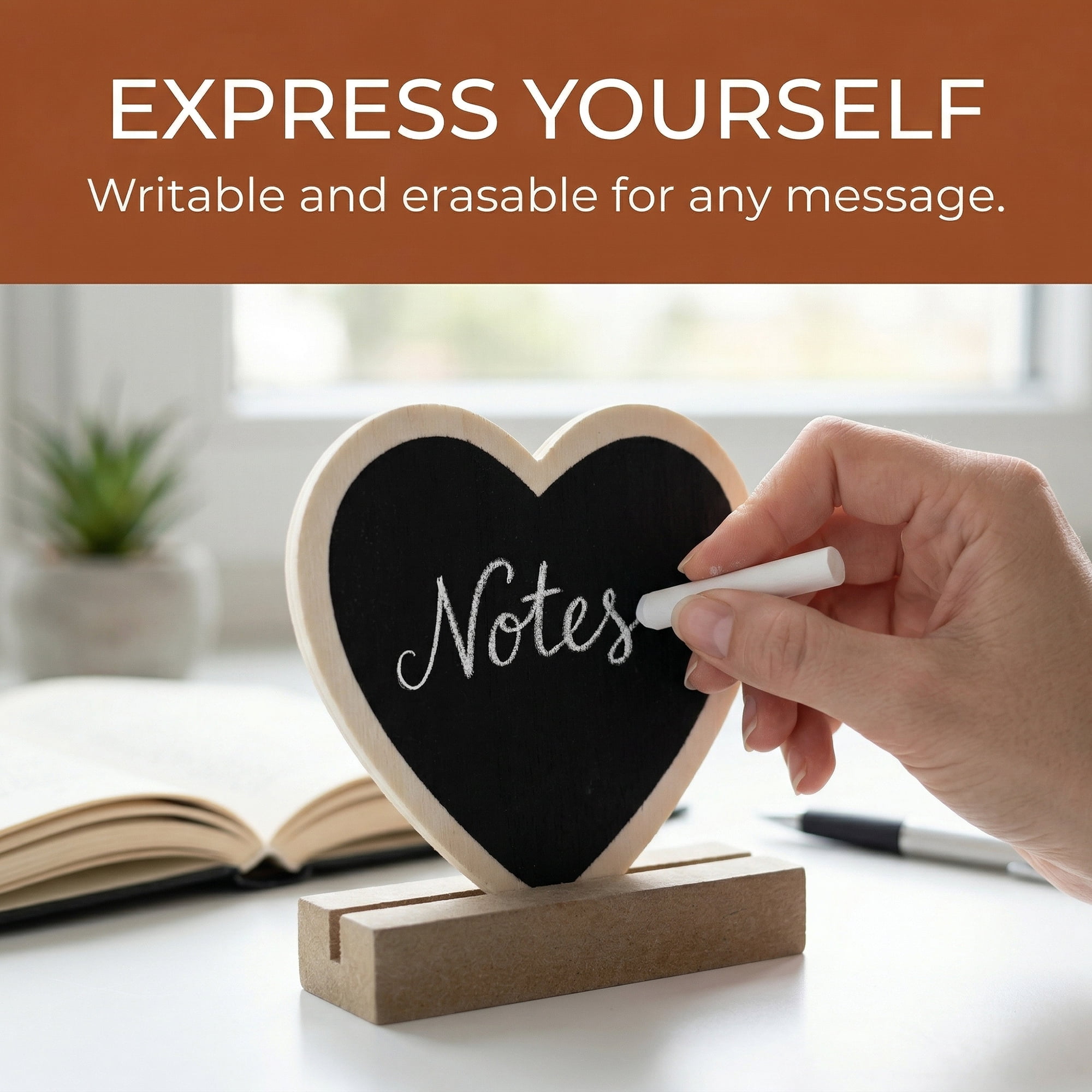Unique Bargains 20Pcs Mini Chalkboard Signs with Support Base 10Pcs Heart Shape 3" x 1.0" x 2.8"