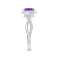 thumbnail image 3 of ANGARA Natural Oval Amethyst Twisted Vine Ring with Diamond Halo in 14K White Gold for Women (Size-7x5mm) | February Birthstone, Birthday, Anniversary, Jewelry Gift for Women | Natural Amethyst Ring, 3 of 10
