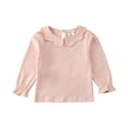 thumbnail image 2 of nvzhuang Toddler Baby Girls Casual Top, Kids Long Sleeve O-Neck Ruffle Solid Color Blouse, 2 of 8