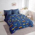 thumbnail image 3 of Homewish Cartoon Excavator Truck 7 Pieces Bedding Comforter Set,Equipped Truck Bulldozer Full Bedding Set,Deepblue Yellow Fitted Sheet Flat Sheet For Boys Kids,Microfiber Bedroom Decor Reversible, 3 of 8