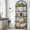 thumbnail image 2 of Tribesigns 74.4 Inches Tall Etagere Bookcase, 5 Tiers Arched Freestanding Bookshelf, Gray, 2 of 5
