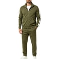 thumbnail image 2 of Men's 2 Piece Tracksuit Full Zip Stand Collar Jacket with Matching Long Pants Set Side Stripe Athletic Outfits, 2 of 8