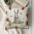 thumbnail image 3 of Easter Throw Pillow Cushion Case, Bunny on Grass and Strawberries Pattern Rabbit Illustration, Decorative Square Accent Pillow Cover,  Green Red White, 3 of 5