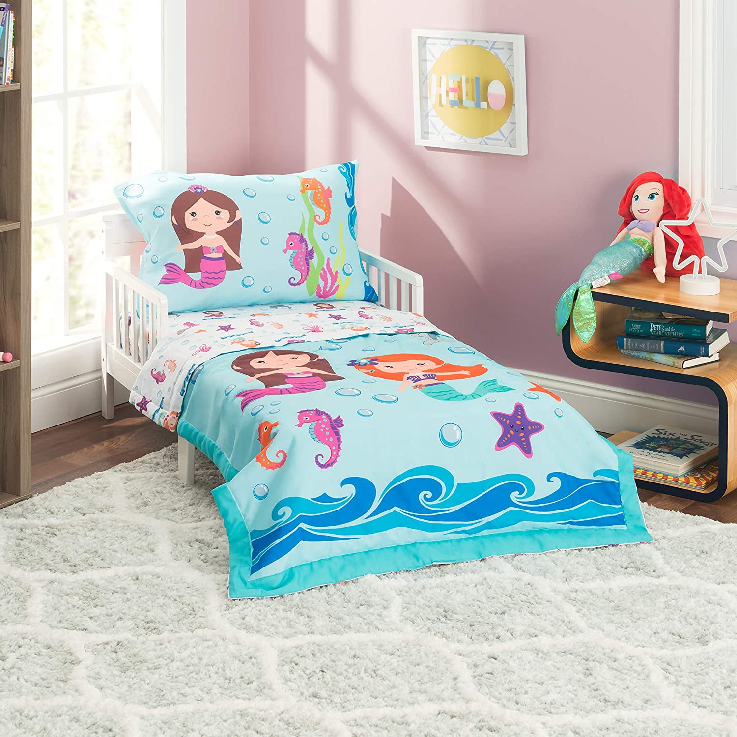 Everyday Kids 4 Piece Toddler Bedding Set -Undersea Mermaids Adventure